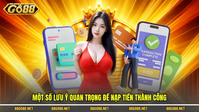 Một số lưu ý quan trọng để nạp tiền thành công
